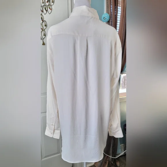 Boston Proper Button Up Blouse Women's 16 Cream Lightweight Oversized NWOT - Picture 3 of 10